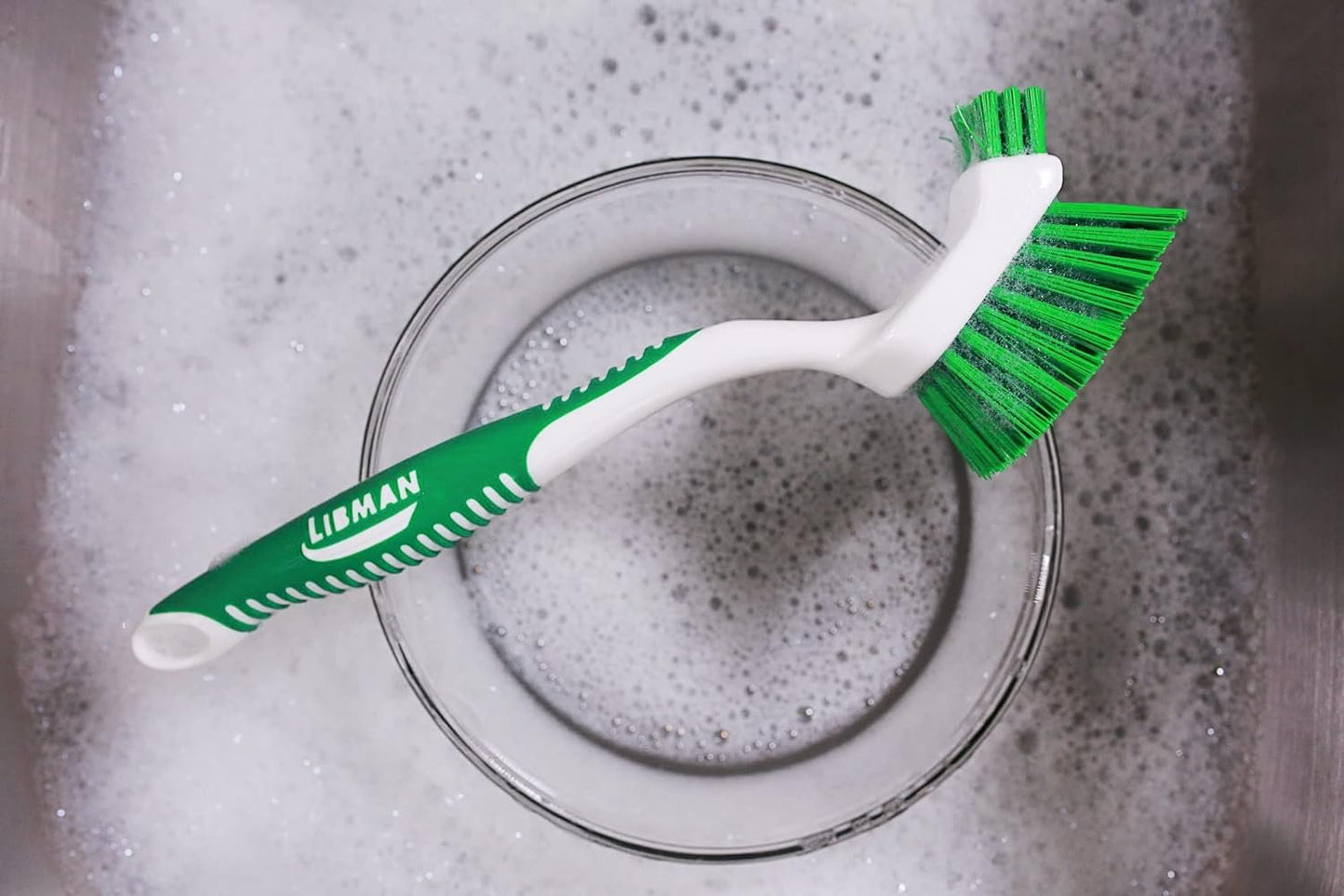 Libman Dish Wand & Curved Kitchen Brush Bundle - Dishwashing Cleaner Scrubber & Non Scratch Dishwand Scrub Sponge with Scouring Sponges Refills - All Purpose Household Cleaning Supplies
