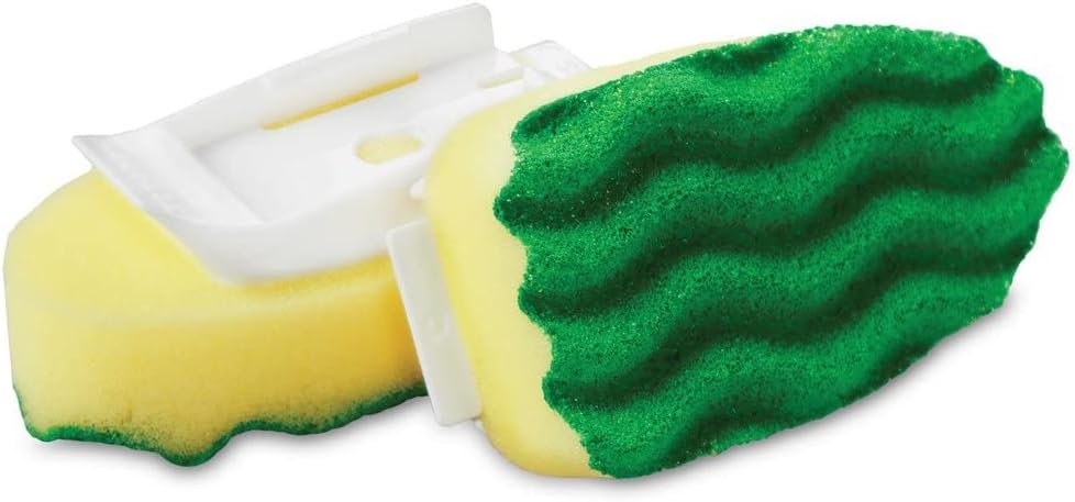 Libman Dish Wand & Curved Kitchen Brush Bundle - Dishwashing Cleaner Scrubber & Non Scratch Dishwand Scrub Sponge with Scouring Sponges Refills - All Purpose Household Cleaning Supplies