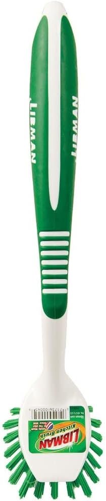 Libman Dish Wand & Curved Kitchen Brush Bundle - Dishwashing Cleaner Scrubber & Non Scratch Dishwand Scrub Sponge with Scouring Sponges Refills - All Purpose Household Cleaning Supplies