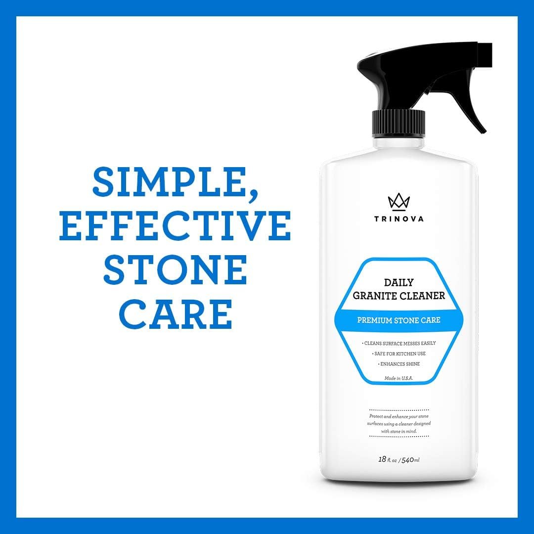 TriNova Granite Cleaner & Polish Gallon Refill for Daily Use - Made in USA, Enhances Shine, Streak-less - for Counter-tops, Marble, Stone, Bathroom Tile Kitchen, & Islands