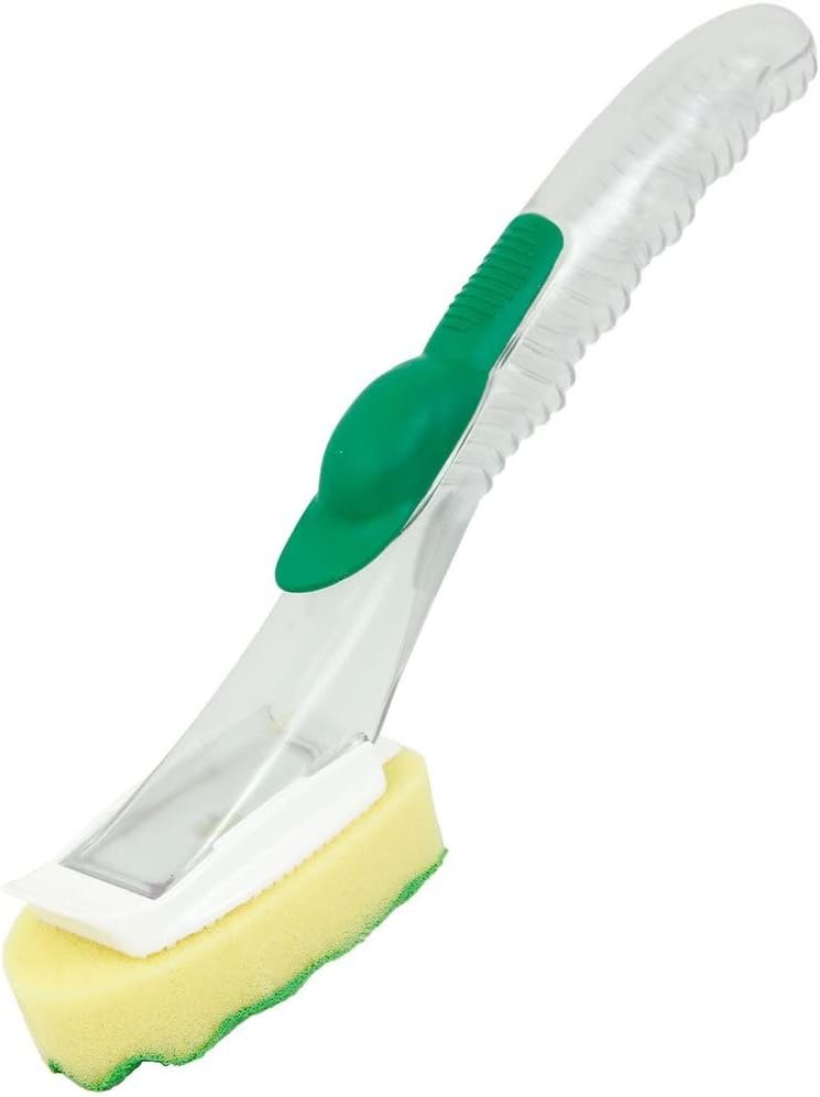 Libman Dish Wand & Curved Kitchen Brush Bundle - Dishwashing Cleaner Scrubber & Non Scratch Dishwand Scrub Sponge with Scouring Sponges Refills - All Purpose Household Cleaning Supplies