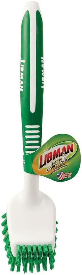 Libman Dish Wand & Curved Kitchen Brush Bundle - Dishwashing Cleaner Scrubber & Non Scratch Dishwand Scrub Sponge with Scouring Sponges Refills - All Purpose Household Cleaning Supplies
