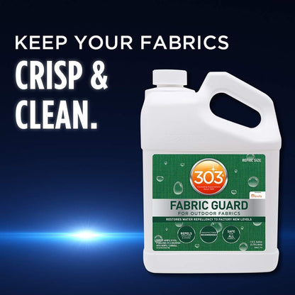 303 Products Fabric Guard - For Outdoor Fabrics - Restores Water Repellency To Factory New Levels - Repels Moisture And Stains - Manufacturer Recommended - Safe For All Fabrics, 128 fl. oz.