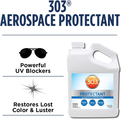 303 Products Aerospace Protectant – UV Protection – Repels Dust, Dirt, & Staining – Smooth Matte Finish – Restores Like-New Appearance – 128 Fl. Oz.