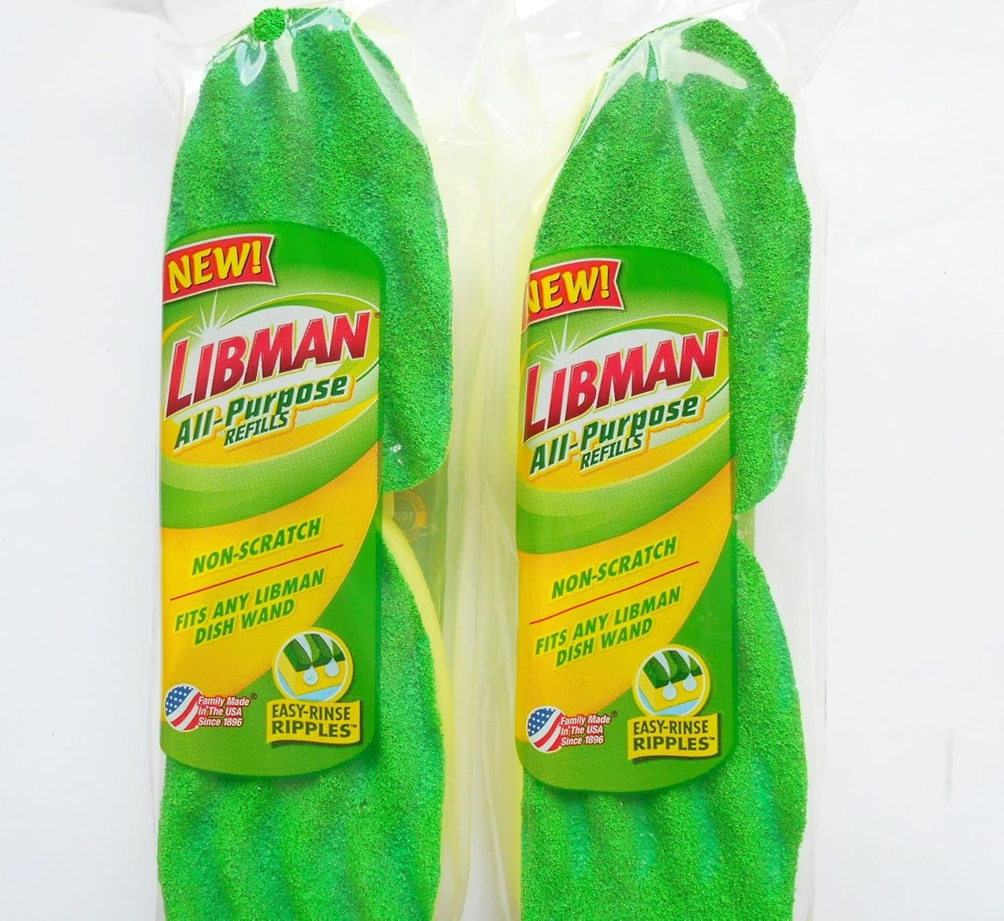 Libman All-Purpose Cleaning Sponge Refill Pads Non-Scratch (2-2 Packs) Made in USA Scrubbing Dishwashing