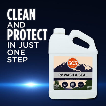 303 Products RV Wash & Seal - Clean, Streak-Free Finish, pH Neutral High Foaming Formula, Provides A Deep Gloss Finish on RVs, Campers and more- 1 gal