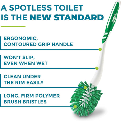 Libman Reusable Protective Latex Gloves with Angled Toilet Cleaner Bowl Scrubber & Long Handled Bathroom Scrub