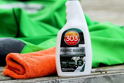 303 Products Marine Fabric Guard - Restores Water and Stain Repellency To Factory New Levels, Simple and Easy To Use, Manufacturer Recommended, Safe For All Fabrics, 32oz (30604CSR) Packaging May Vary
