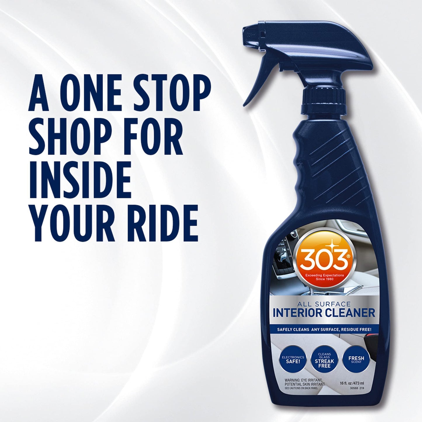 303 Products Interior Cleaner - Safely Cleans Any Surface, Residue Free - Safe for Use on Touch Screens - Cleans Glass Streak Free, 16 fl. oz. (30588)