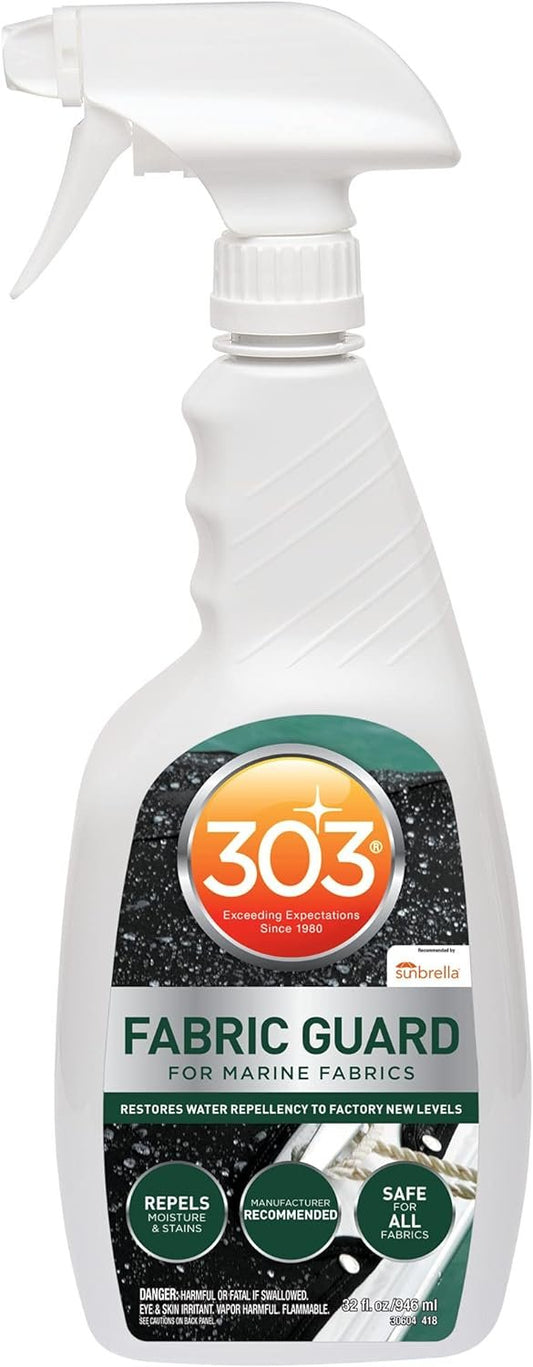 303 Products Marine Fabric Guard - Restores Water and Stain Repellency To Factory New Levels, Simple and Easy To Use, Manufacturer Recommended, Safe For All Fabrics, 32oz (30604CSR) Packaging May Vary
