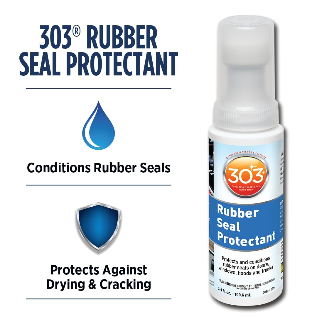 303 Products Rubber Seal Protectant – Windows, Hoods, Trunks, Rejuvenates Color & Flexibility of Old & Dry Seals, Weatherproofing & UV Protection, 3.4 fl.oz (Pack of 3)