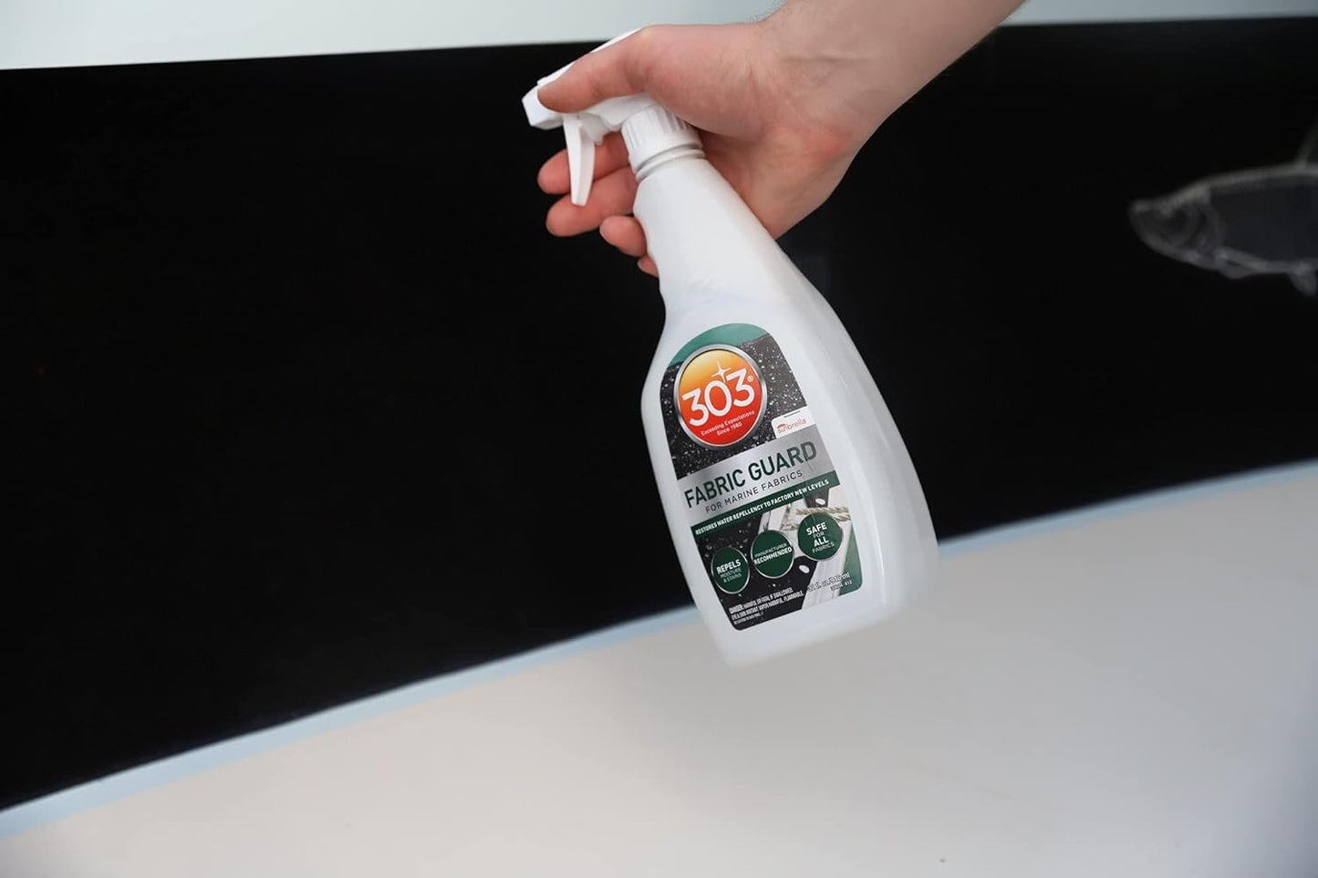 303 Products Marine Fabric Guard - Restores Water and Stain Repellency To Factory New Levels, Simple and Easy To Use, Manufacturer Recommended, Safe For All Fabrics, 32oz (30604CSR) Packaging May Vary