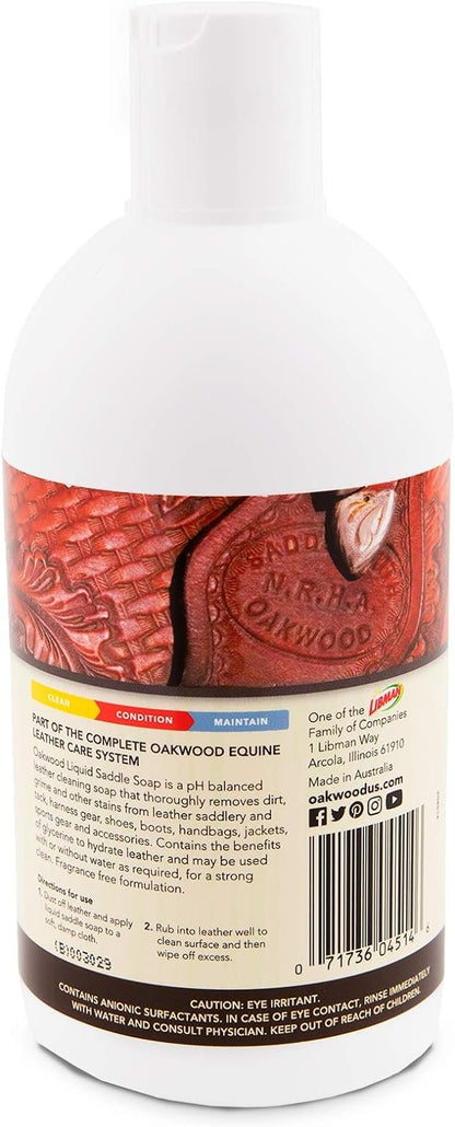Oakwood Liquid Saddle Soap (16.9 fl oz) – Remove Dirt, Grime, Grease & Other Stains from Your Leather Gear. Heavy Duty Cleaner Removes Even The Toughest Stains for a Deep Yet Gentle Clean. Full Case.