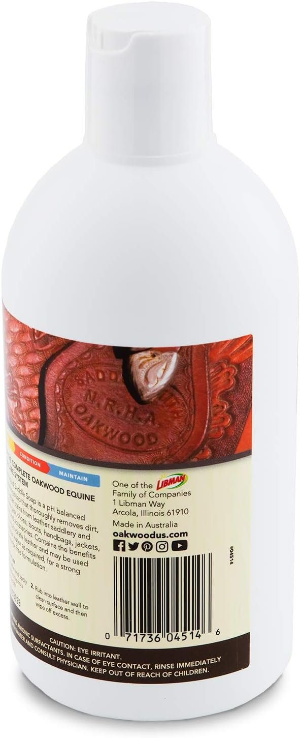 Oakwood Liquid Saddle Soap (16.9 fl oz) – Remove Dirt, Grime, Grease & Other Stains from Your Leather Gear. Heavy Duty Cleaner Removes Even The Toughest Stains for a Deep Yet Gentle Clean. Full Case.