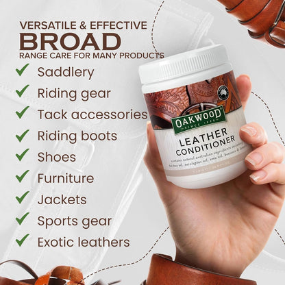 Oakwood Leather Conditioner - Natural Leather Care Dressing for Furniture, Jackets, Sports Gear, Saddles, Tack & Riding Boots - Leather Conditioning Protector & Repair Cream (2 Pack)