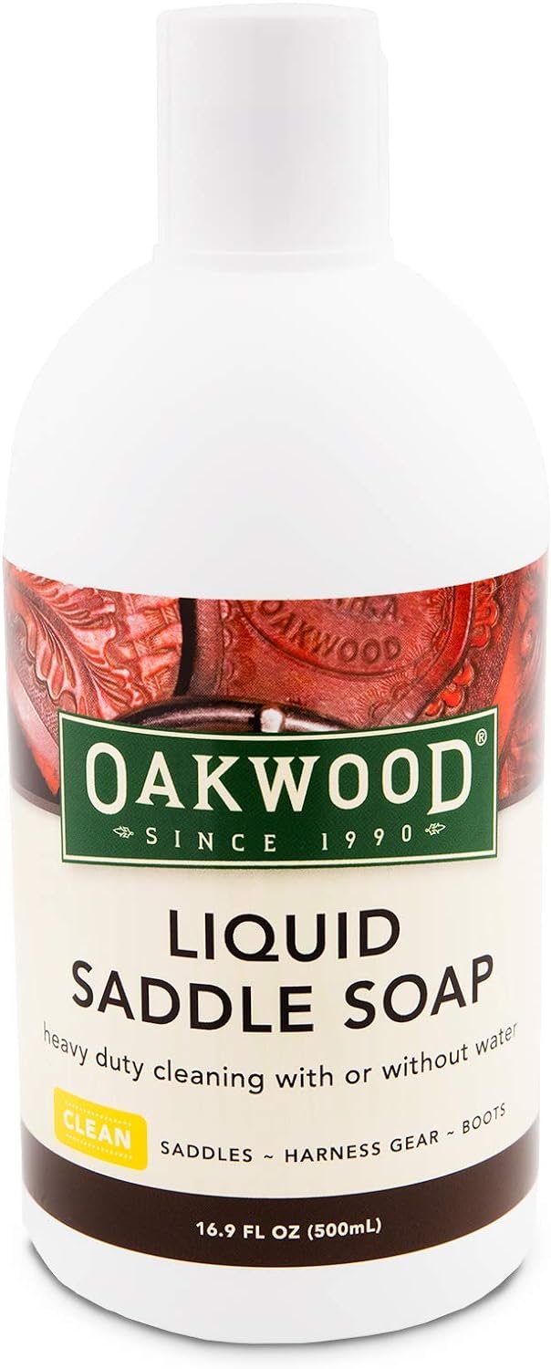 Oakwood Liquid Saddle Soap (16.9 fl oz) – Remove Dirt, Grime, Grease & Other Stains from Your Leather Gear. Heavy Duty Cleaner Removes Even The Toughest Stains for a Deep Yet Gentle Clean. Full Case.