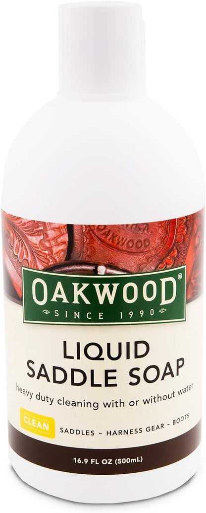Oakwood Liquid Saddle Soap (16.9 fl oz) – Remove Dirt, Grime, Grease & Other Stains from Your Leather Gear. Heavy Duty Cleaner Removes Even The Toughest Stains for a Deep Yet Gentle Clean. Full Case.