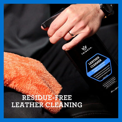 TriNova Leather Cleaner for Couch, Car Interior, Bags, Jackets, Saddles. Safe for use in Home or Car, Microfiber Included