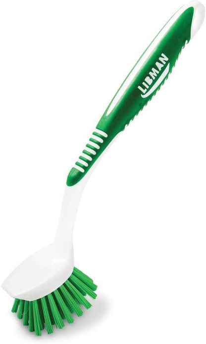 Libman Dish Wand & Curved Kitchen Brush Bundle - Dishwashing Cleaner Scrubber & Non Scratch Dishwand Scrub Sponge with Scouring Sponges Refills - All Purpose Household Cleaning Supplies