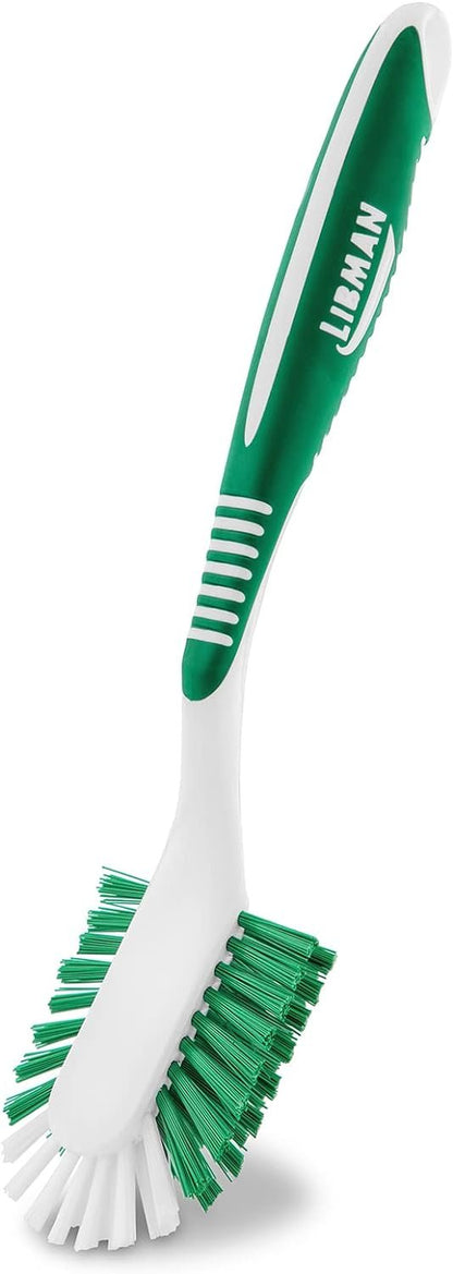 Libman Dish Wand & Curved Kitchen Brush Bundle - Dishwashing Cleaner Scrubber & Non Scratch Dishwand Scrub Sponge with Scouring Sponges Refills - All Purpose Household Cleaning Supplies