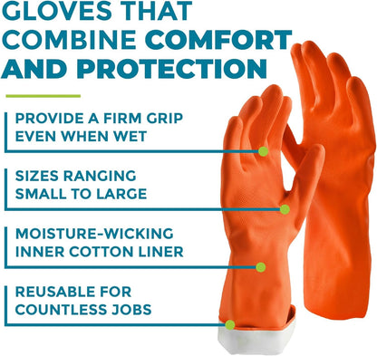 Libman Reusable Protective Latex Gloves with Angled Toilet Cleaner Bowl Scrubber & Long Handled Bathroom Scrub