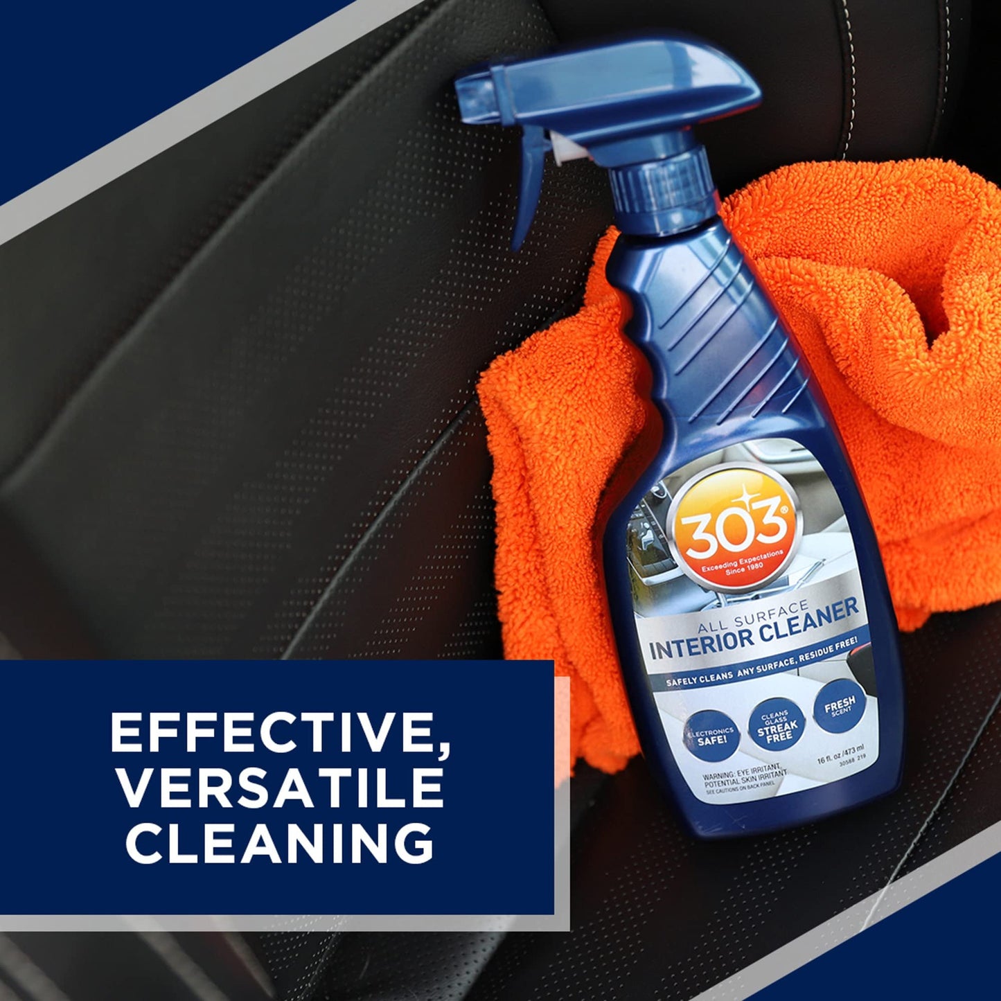 303 Products Interior Cleaner - Safely Cleans Any Surface, Residue Free - Safe for Use on Touch Screens - Cleans Glass Streak Free, 16 fl. oz. (30588)