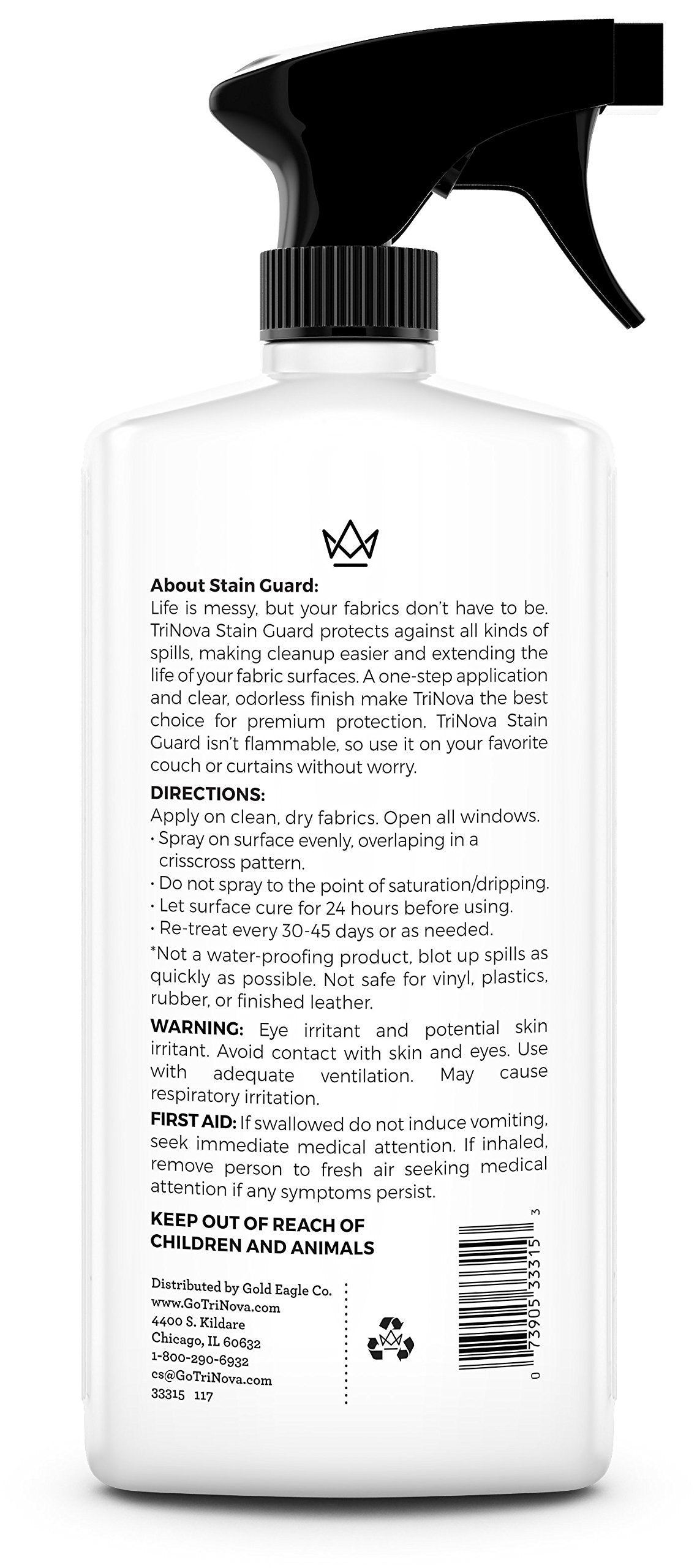TriNova Non-Aerosol Stain Guard - Fabric Protection Spray for Upholstery, Carpet, Rugs and More to protect from liquid stains