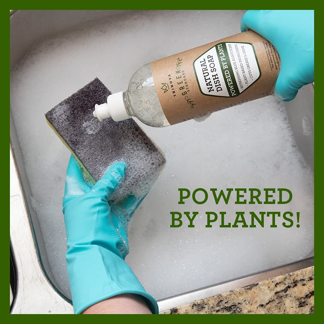 TriNova Natural Dish Soap Organic Formula - for Cleaning Dishes & Washing All Kitchen Items. Powerful & Eco Friendly Cleaner (6, 2-Pack of 24 oz Bottles)