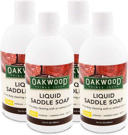Oakwood Liquid Saddle Soap (16.9 fl oz) – Remove Dirt, Grime, Grease & Other Stains from Your Leather Gear. Heavy Duty Cleaner Removes Even The Toughest Stains for a Deep Yet Gentle Clean. Full Case.