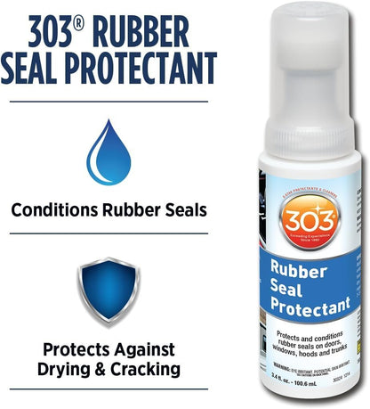 303 Rubber Seal Protectant - Protects And Conditions Rubber Seals On Doors, Windows, Hoods, And Trunks - Rejuvenates Color On Old Seals, 3.4 oz