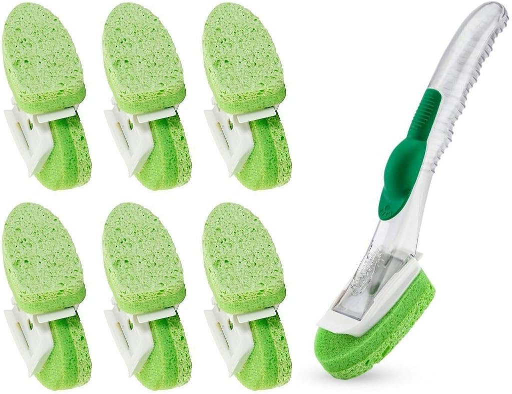 Libman 1 Dish Wand and 6 Dishwand Refill Replacement 2 Packs Soap Dispenser Dish Sponge 12 Pack Refills Nonscratch Dishwand Holder Handle Dishwashing Scratch Free
